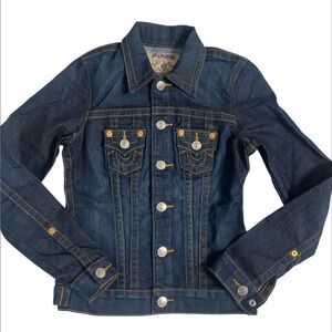 True Religion Dark Blue World Tour Trucker Denim Jacket